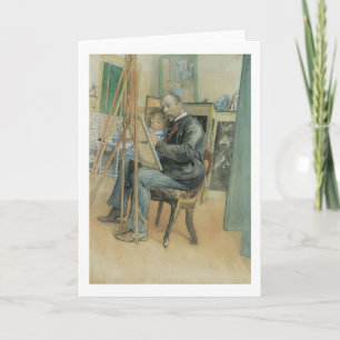 Het Schilderen van Carl Larsson met Zijn Dochter Kaart