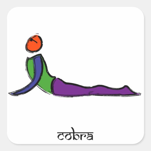 Het schilderen van cobra yoga pose met Sanskriette Vierkante Sticker (Voorkant)