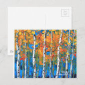 Het Schilderen van de Boom van de berk, Blauwe Briefkaart (Voorkant / Achterkant)