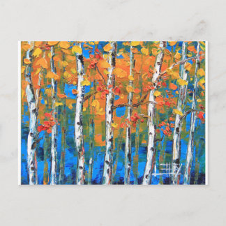 Het Schilderen van de Boom van de berk, Blauwe Briefkaart