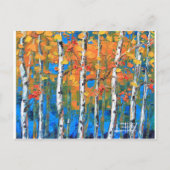 Het Schilderen van de Boom van de berk, Blauwe Briefkaart (Voorkant)