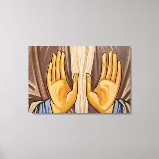 Het schilderen van de handen in een kerk canvas afdruk (Voorkant)