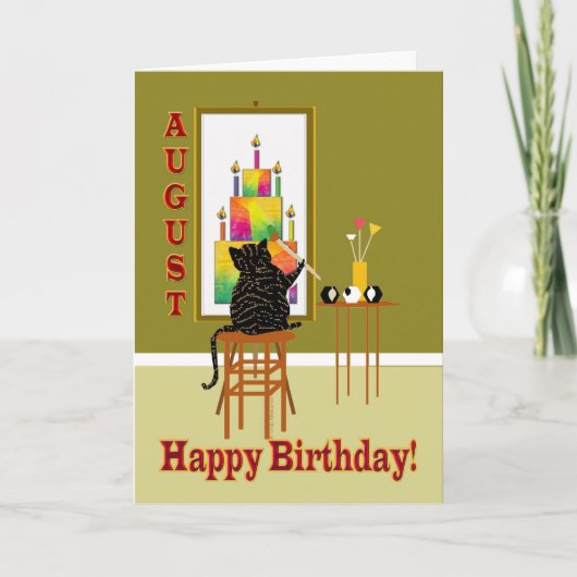 Het Schilderen van de kat de Cake AUGUSTUS van de Kaart (Voorkant)