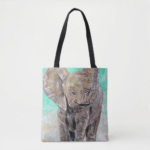 Het Schilderen van de Olifant van het baby Tote Bag