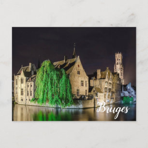 Het schilderen van de oude stad Brugge en de Belfr Briefkaart