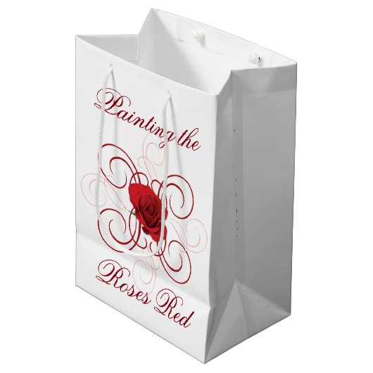 Het schilderen van de Rozen Rood 4 Medium Cadeauzakje (Voorkant Gekanteld)
