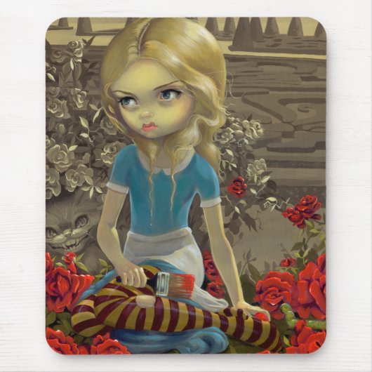 "Het schilderen van de Rozen Rood" Mousepad Muismat (Voorkant)