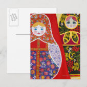 Het schilderen van de Russische Matryoshkapop Briefkaart (Voorkant / Achterkant)