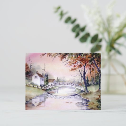 Het Schilderen van de Waterverf van de Brug Archin Briefkaart (Staand voorkant)