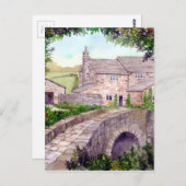 Het Schilderen van de Waterverf van de Brug van de Briefkaart (Voorkant / Achterkant)