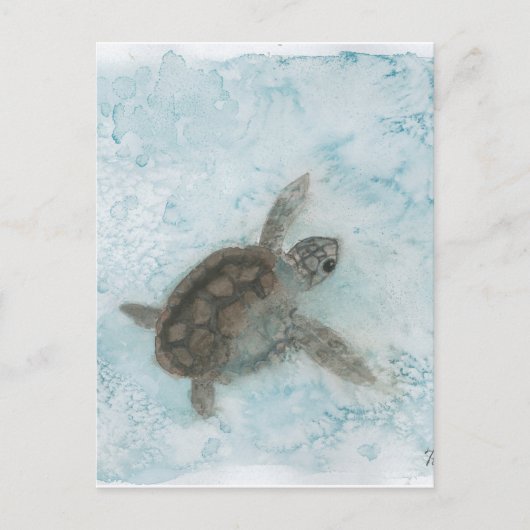 Het Schilderen van de Waterverf van de schildpad Briefkaart (Voorkant)