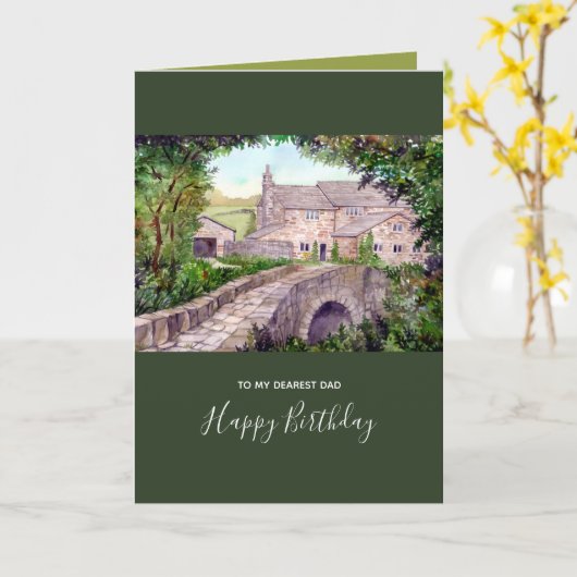 Het Schilderen van de Waterverf van de Stone Brug Kaart (Gele Bloem)