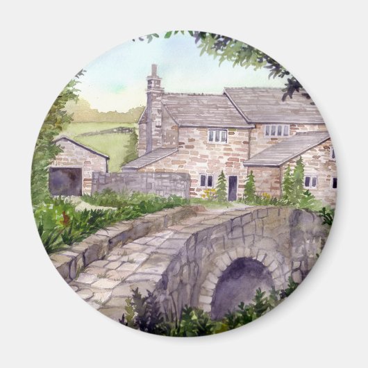 Het Schilderen van de Waterverf van de Stone Brug Magneet (Voorkant)