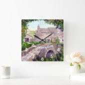 Het Schilderen van de Waterverf van de Stone Brug Vierkante Klok (Huis)