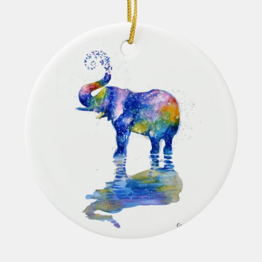 Het schilderen van de waterverf van Happy olifant Keramisch Ornament (Voorkant)