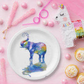 Het schilderen van de waterverf van Happy olifant Papieren Bordje (Feest)