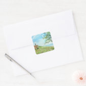 Het Schilderen van de Waterverf van het Landschap Vierkante Sticker (Envelop)