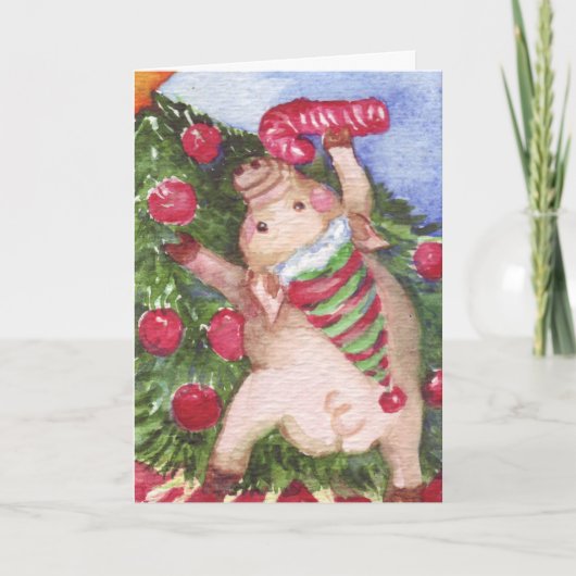 Het Schilderen van de Waterverf van Kerstmis van Feestdagen Kaart (Voorkant)