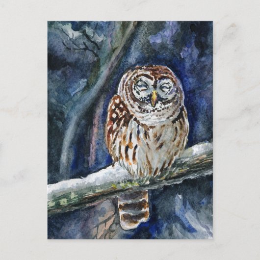 Het schilderen van de waterverf van Tawny Owl Briefkaart (Voorkant)