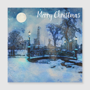 Het schilderen van de winternacht in de stad