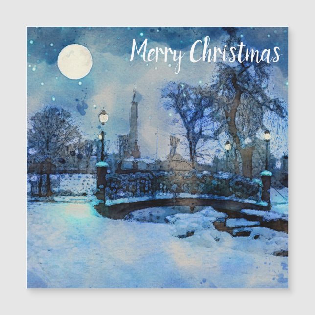 Het schilderen van de winternacht in de stad (Voorkant)