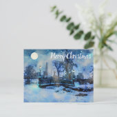 Het schilderen van de winternacht in het stadspark briefkaart (Staand voorkant)