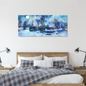 Het schilderen van de winternacht in het stadspark canvas afdruk (Insitu (Slaapkamer))