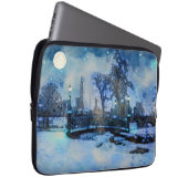 Het schilderen van de winternacht in het stadspark laptop sleeve (Voorkant Rechts)