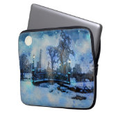 Het schilderen van de winternacht in het stadspark laptop sleeve (Voorkant Links)