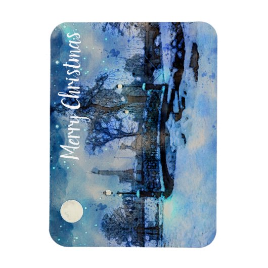 Het schilderen van de winternacht in het stadspark magneet (Verticaal)