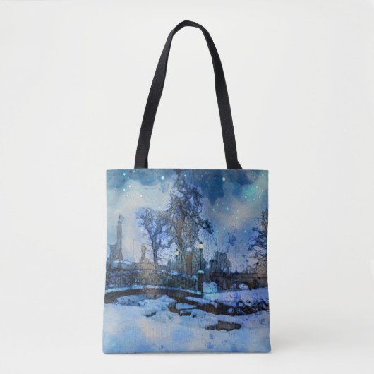 Het schilderen van de winternacht in het stadspark tote bag (Voorkant)