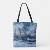 Het schilderen van de winternacht in het stadspark tote bag (Achterkant)