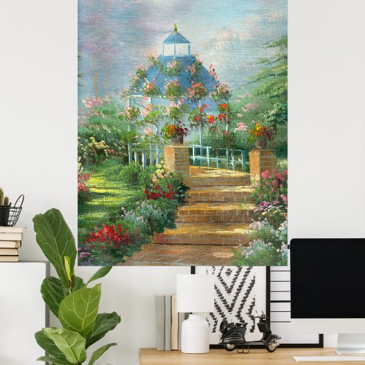 Het schilderen van een bloem in de zomer poster (Thuiskantoor)