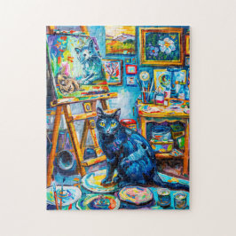 Het schilderen van een kat in het atelier van een  legpuzzel
