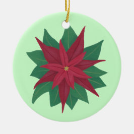 Het schilderen van een Poinsettia Flower kerstvers Keramisch Ornament