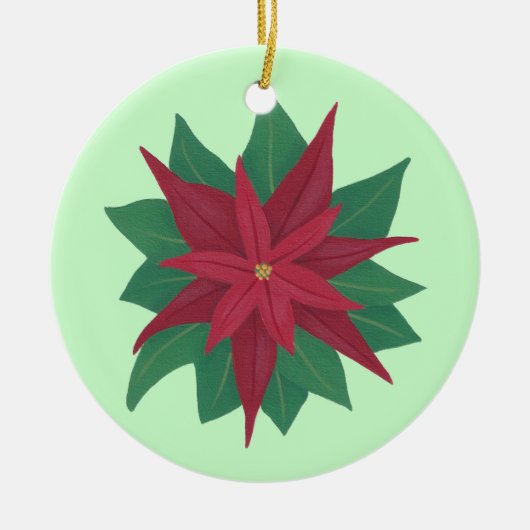 Het schilderen van een Poinsettia Flower kerstvers Keramisch Ornament (Voorkant)