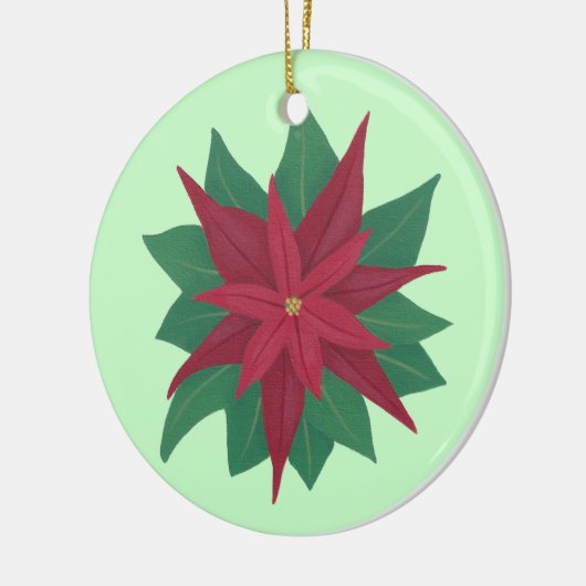 Het schilderen van een Poinsettia Flower kerstvers Keramisch Ornament (Links)