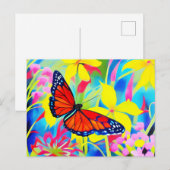 Het schilderen van een vlinder op bloemen briefkaart (Voorkant / Achterkant)