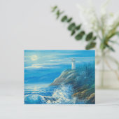 Het schilderen van een volledige maan over een vuu briefkaart (Staand voorkant)