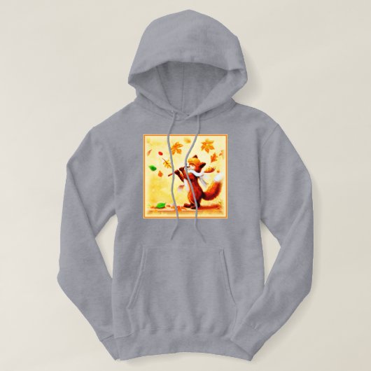 Het schilderen van een vrolijk zingend rood vos. B Hoodie (Design voorkant)