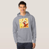Het schilderen van een vrolijk zingend rood vos. B Hoodie (Voorkant volledig)