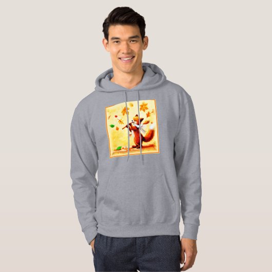 Het schilderen van een vrolijk zingend rood vos. B Hoodie (Voorkant volledig)