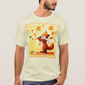 Het schilderen van een vrolijk zingend rood vos. B T-shirt (Voorkant)