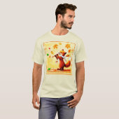 Het schilderen van een vrolijk zingend rood vos. B T-shirt (Voorkant volledig)