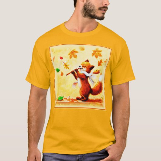 Het schilderen van een vrolijk zingend rood vos. B T-shirt (Voorkant)