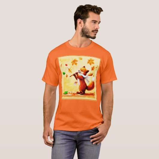 Het schilderen van een vrolijk zingend rood vos. B T-shirt (Voorkant volledig)