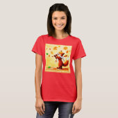 Het schilderen van een vrolijk zingend rood vos. B T-shirt (Voorkant volledig)