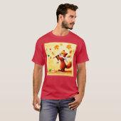 Het schilderen van een vrolijk zingend rood vos. B T-shirt (Voorkant volledig)