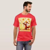 Het schilderen van een vrolijk zingend rood vos. B T-shirt (Voorkant volledig)