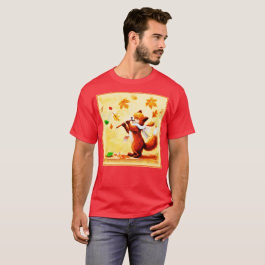Het schilderen van een vrolijk zingend rood vos. B T-shirt (Voorkant volledig)
